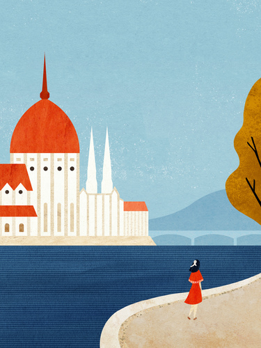 “Autumn In Budapest” — travel poster by Henry Rivers