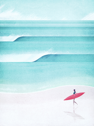 “Surf Girl” — travel poster by Henry Rivers