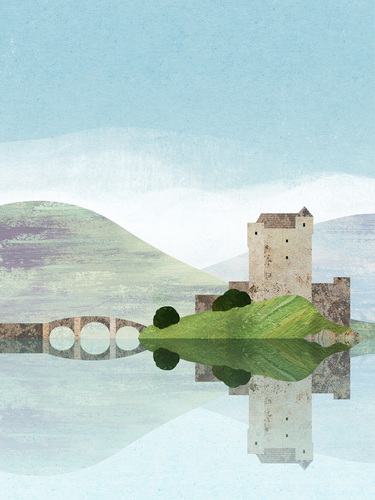 “Loch Eilean Donan, Scotland” — travel poster by Henry Rivers