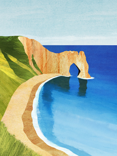 “Durdle Door, Dorset” — travel poster by Henry Rivers