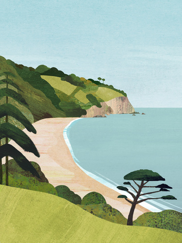 “Blackpool Sands, Devon” — travel poster by Henry Rivers