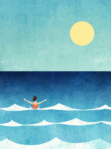 “Sea Swim” — travel poster by Henry Rivers