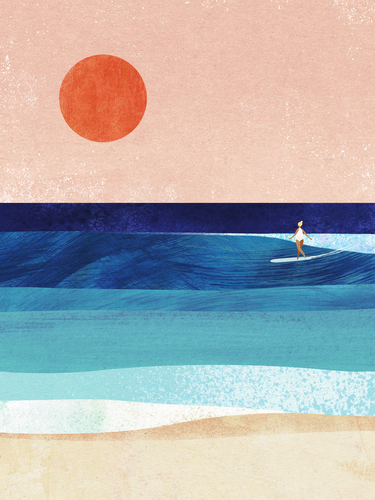 “Surf Girl IV” — travel poster by Henry Rivers
