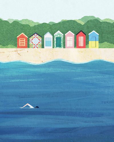 “Brighton Beach” — travel poster by Henry Rivers