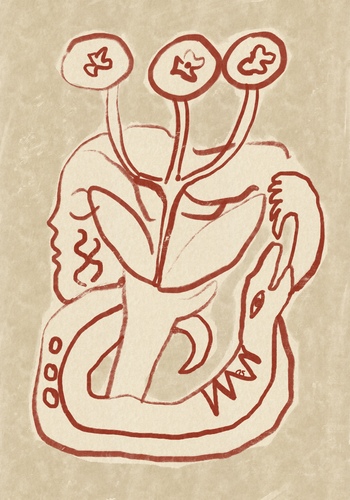 Serene Woman and Snake
